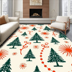 Forest Green Pine Tree Holiday Garland Rug