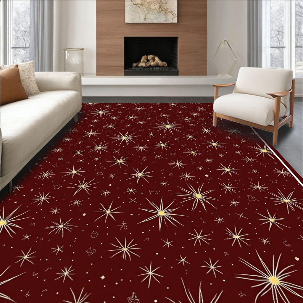 Crimson Starburst Celestial Burst Rug