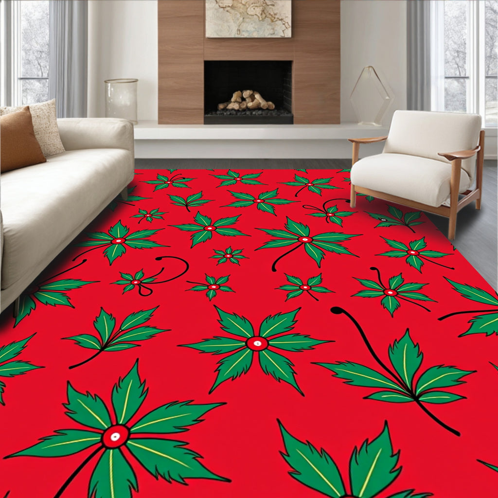 Christmas Scarlet Leaf Arrangement Rug