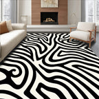 Bold Black White Animal Stripes Rug