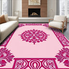 Fuchsia Frame Floral Medallion Rug