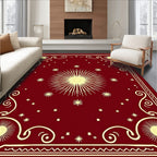 Crimson Sunburst Starfield Corner Accents Rug