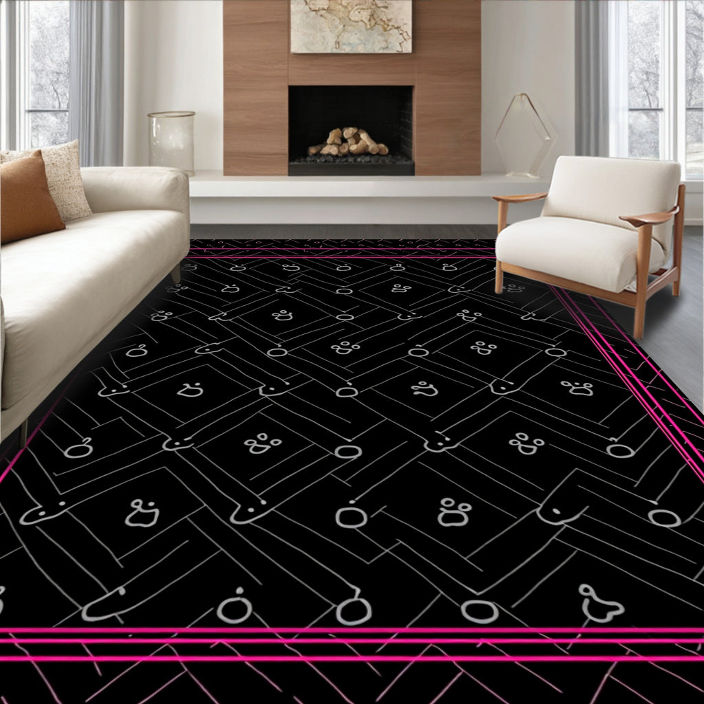 Minimalist Black Gray Abstract Figures Rug
