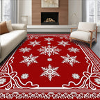Red White Snowflake Mandala Rug