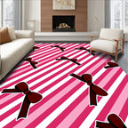 Maroon Bows On Pink Stripe Background Rug