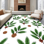 Green Pine Branches With Orange Orbs Rug