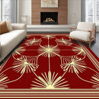 Crimson Sunburst Medallion Border Rug