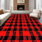 Red Black Buffalo Check Texture Rug