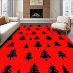 Bold Red Forest Trees Rug