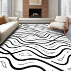 Black And White Abstract Wavy Stripes Rug