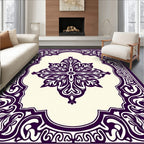 Deep Plum Ornate Floral Medallion Rug