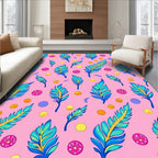 Vibrant Teal Feather Scattered Polka Dot Rug