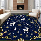 Midnight Navy Celestial Reindeer Moonscape Rug