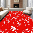 Crimson White Floral Bloom Scatter Rug