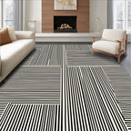 Black Cream Geometric Stripe Rug