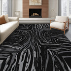 Monochrome Swirling Fluid Abstract Rug