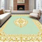 Elegant Gold Floral Medallion Teal Rug