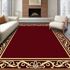 Rich Plum Floral Scroll Border Rug