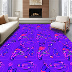 Vivid Purple Pink Cartoon Figures Rug