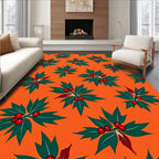 Bold Holly Berry Leaf Arrangement Rug