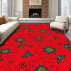 Bold Red Floral Medallion Repeats Rug