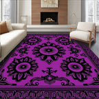 Bold Purple Floral Mandala Rug