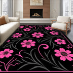 Vibrant Pink Floral Scrollwork Garden Rug