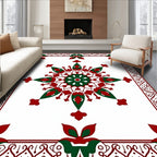 Crimson Green Medallion Border Rug