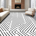 Clean Black Line Maze Rug