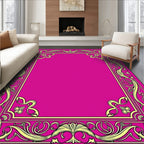 Vibrant Magenta Floral Scroll Frame Rug