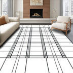 Bold Black Grid Lattice Rug