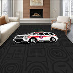 White Red Emergency Vehicle Geometric Ground Rug