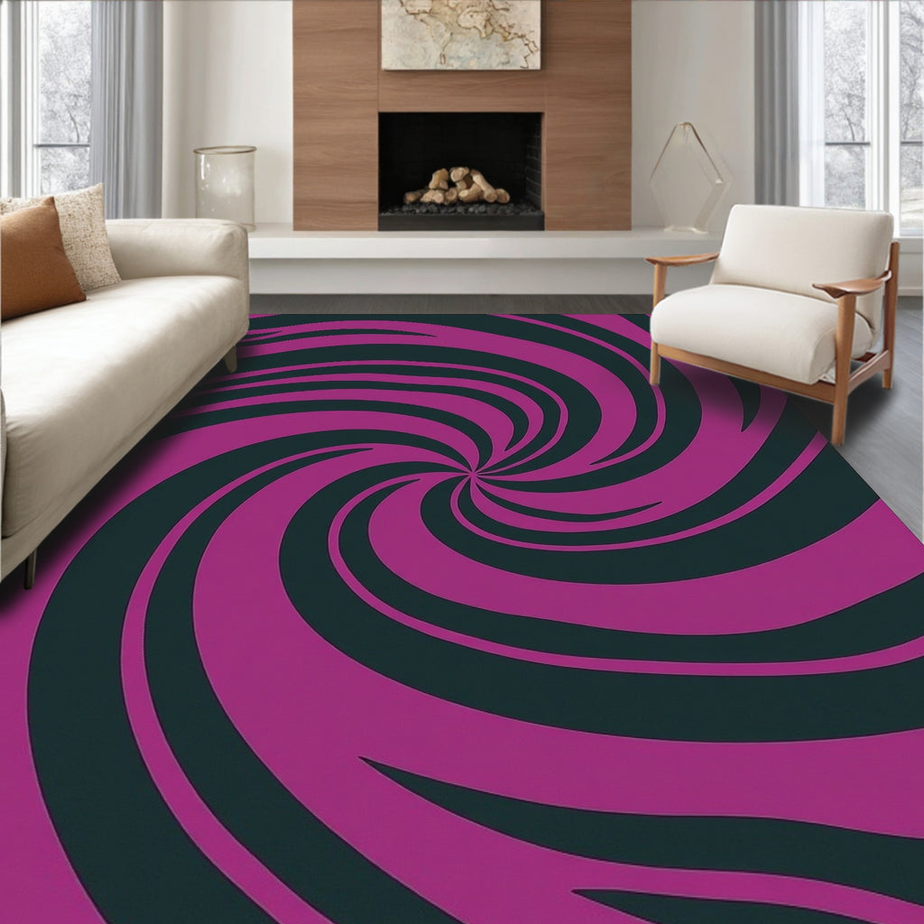 Vibrant Magenta Swirl Abstract Rug