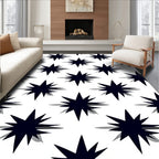 Spiky Starburst Shadowed Black White Rug