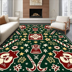 Merry Crimson Candy Cane Star Collage Rug