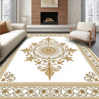 Golden Floral Medallion Border Rug