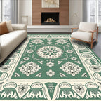 Vintage Sage Floral Medallion Border Rug