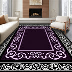 Monochromatic Damask Scroll Border Rug