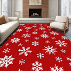 Classic Red White Snowflake Scatter Rug