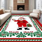 Festive Santa Claus Holly Border Rug