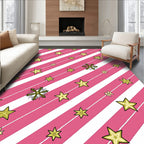 Pink White Striped Starflake Meadow Rug