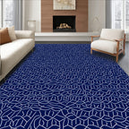 Navy Blue Linear Intertwined Maze Rug