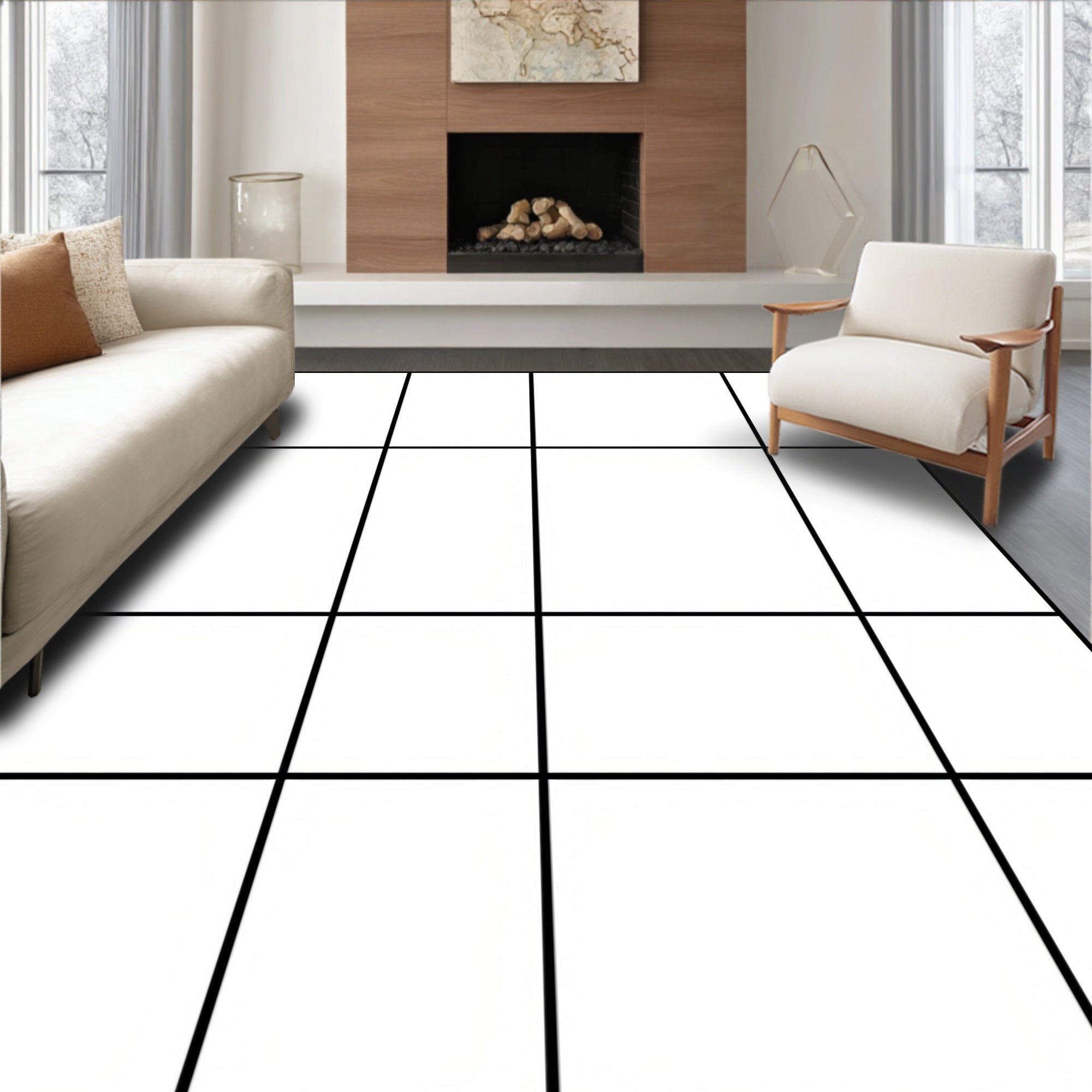 Bold Abstract Grid Squares Rug