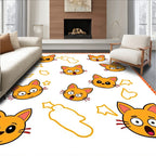 Playful Orange Cat Faces All Over Rug