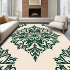 Forest Green Floral Medallion Rug