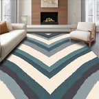 Teal Gray Cream Chevron Stripes Rug