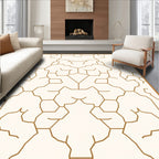 Golden Abstract Organic Network Rug