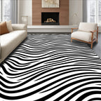 Black White Wavy Stripe Rug