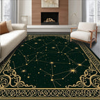 Cosmic Dark Green Constellation Swirl Rug