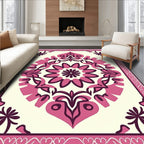 Crimson Floral Medallion Lattice Rug